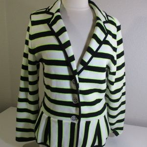 Sweater Blazer Peplum Black Neon Yellow sz L